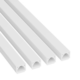 D-Line 13.12ft Cable Raceway, Self Adhesive Cord Cover, Hide 1x Cord, Paintable - 4X 0.4in x 0.31in (H) x 39in Lengths - White