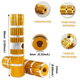 1 Pairs Aluminum Alloy Bike Pegs for Mountain Bike Cycling Stunt Pegs Fit 3/8 inch Axles Gold