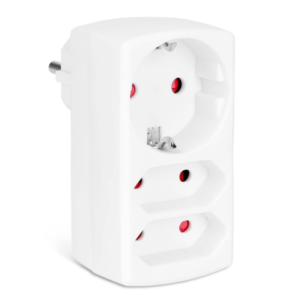 Aigostar Mehrfachsteckdose 3-Fach Steckdosenadapter, 2 Euro +1 Schuko Steckdose Kindersicherung,