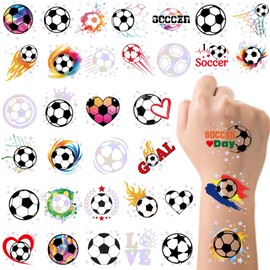 Worldbazaar Soccer Tattoos Temporary for Kids 210 Pcs Glitter Precut Ball Tattoos Soccer Party Favors Birthday Goodie Bag Stuffers