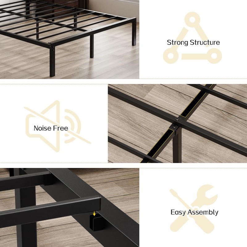 OLEVS Queen Bed Frame with Headboard Metal Platform Bed Queen