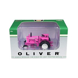 White Oliver 1755 Wide Front Tractor Pink 1/64 Diecast Model by SpecCast SCT714