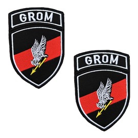 Pack of 2 Poland Grom Flag Tactical Military Patch Hook and Loop Patch Army Fans Embroidery Embroidered Patch Clothing Jackets Jeans Backpack Vest Uniforms Travel Adventure Moto Biker Patch Collection