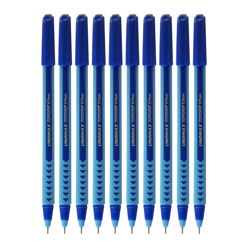 TOPGRIP Ballpoint Pens, BLUE, Fine Point (0.7mm), Pack of 10,