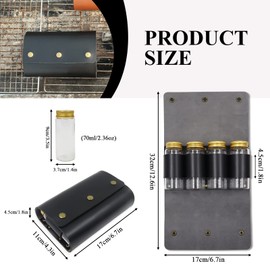 Yitexin Portable Camping Spice Storage Bag with 4 Spice Jars, Camping Spice Set Kit, Outdoor Spice Containers, PU Leather Camping Seasoning Condiment Organizer for Travel Hiking BBQ (Black)