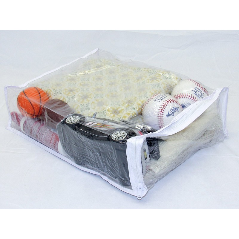 Set of 10 Clear Vinyl Zippered Sweater Clothing Storage Bags