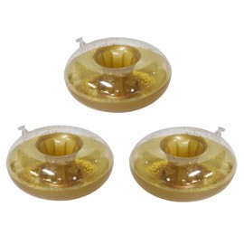 3 Pack Drink Floaties for Pool,Pool Drink Floats Round Shiny Drink Floaties,Floating Drink Holder for Pool Beer Floaties for Pool for Parties and Summer Pool Water Fun(Gold)-SATONBEYI