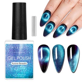 Makartt Gel Nail Polish, Black Hole Cat Eye Gel Polish 10ml Sparkly Cat Eye Glitter Spring Gel Polish with Magnet Stick Soak Off UV/LED Manicure Nail Art Designs- Aurora Borealis
