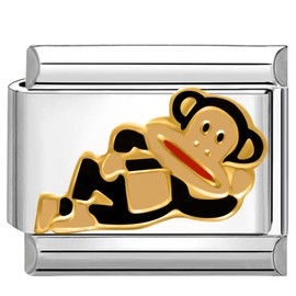 Quiges - 9mm Italian Style Charm Link Module Stainless Steel Monkey for Italian Style Bracelets