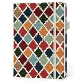 Taja Lined Journal Notebook for Women & Men, Hardcover Leather Journal for writing, A5 College Ruled Notebook for Work & Note Taking, Perfect for Office School Home Supplies, 160 Pages, Retro Argyle