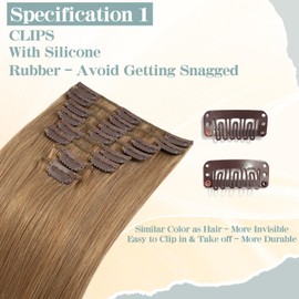 S-noilite Clip-In Real Hair Extensions, Dark Blonde, Remy Human Hair, 45 g, 20 cm, Thin Wefts, 8 Wefts, #27