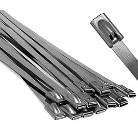 Electriduct 304 Stainless Steel Cable Ties 20 Inch 200 Lbs Heavy Duty Self Locking Ball Lock Zip Ties UV Resistant (25 Pack)