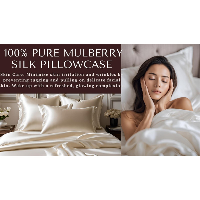 TUFAA GLAM Premium Pure Silk Pillowcase (Ivory)