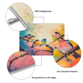 Pardick Dish Drying Mats, 18"x24" Watercolor Tree Birds Pattern, Multicolor, Polyester & Composite Sponge Material, Absorbent & Reusable