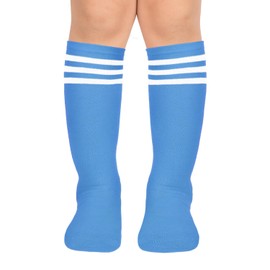 Benefeet Sox Toddler Soccer Socks Light Blue Kids Soccer Socks White Three Stripes Girls Knee High Socks Long Tube Colorful Cotton Youth Soccer Sock Neon Solid Color Softball Baseball Socks Gifts