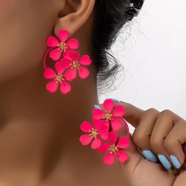 Stocking Stuffers Flower Earrings Women Flower Statement Earrings Bohemian Floral Earrings Large Flower Earrings Jewelry Gifts