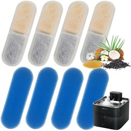 BELLA & PAL 4 Pack Cat Water Fountain Replacement Filters, 5-Stage Filtration System for 4.2L Wireless Pet Water Fountain Filter, 2 Months Set of Replacement Filters