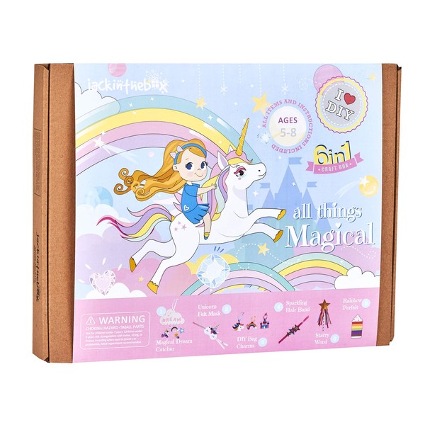 jackinthebox Unicorn Gifts for Girls | 6-in-1 Premium Craft Kit | Arts and Crafts for Girls Aged 5 6 7 8 9 10 Years