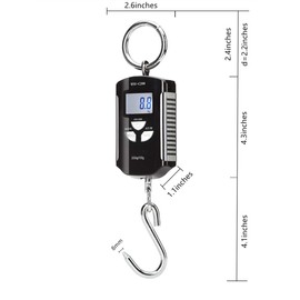 Klau Portable Fish Scale 200 kg / 400 lb Heavy Duty Digital Hanging Scales LCD Display with Backlight for Home Farm Market Hunting Black and Silver