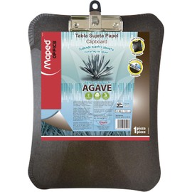 MAPED Tabla Sujeta Papeles de Bioplástico de Agave Clipboard Clip Fuerte con Porta Bolígrafo Diseño Ergonómico