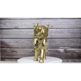 Ebros Gift Feng Shui Golden Thai Buddha Elephant With Leaf and White Crystals Wine Holder