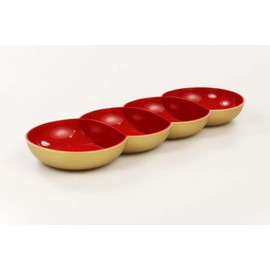 TUPPERWARE Allegra Pearl Red Gold Serving Bowl Quartet