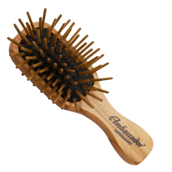 Ambassador Hairbrush, Olivewood Mini, Wood Pins, 1 Hairbrush