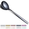 Black Dinner Spoons 6 Pieces, Kyraton 19cm Stainless Steel Titanium