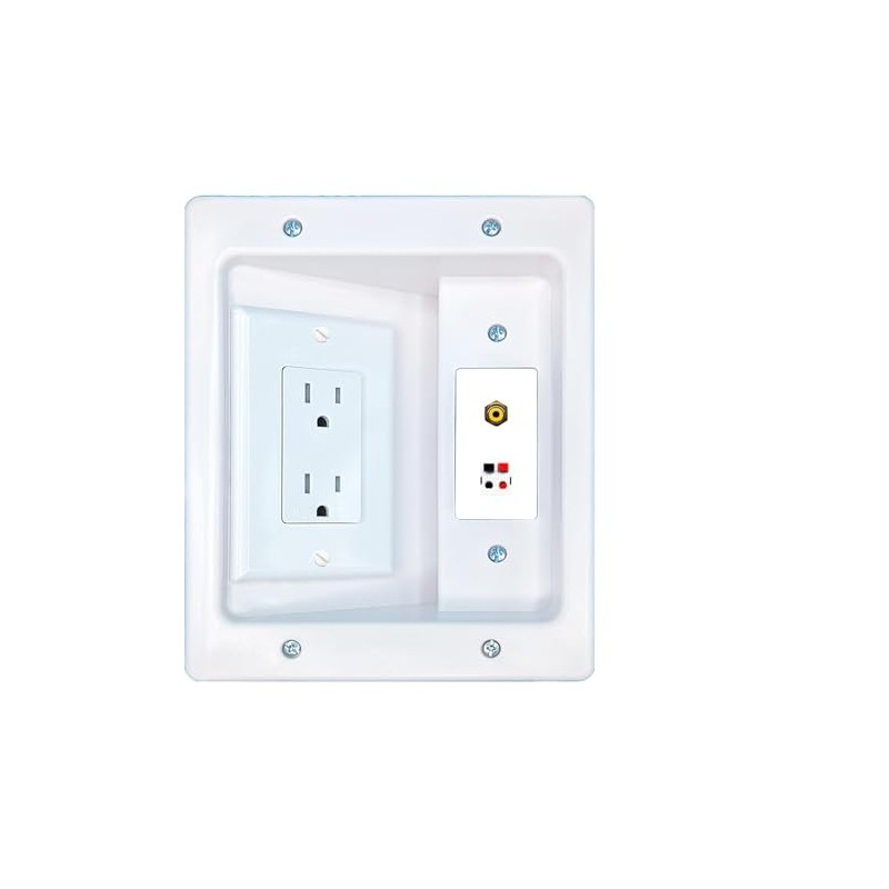 RiteAV RCA-Yellow Speaker Recessed Wall Plate Cable Concealer Management Kit