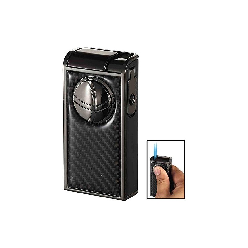 Visol Infinity Gunmetal Carbon Fiber Double Jet Cigar Lighter