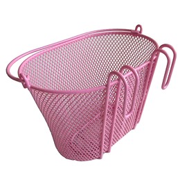 BIRIA Basket with Hooks Pink, Front, Removable, Wire mesh Small Kids Bicycle Basket, Pink