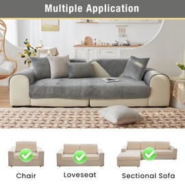 TEWENE, Sectional Couch Cover Velvet Sofa Cover Anti-Slip L Shaped Couch Cover Sectional Sofa Cover for Dogs Couch Cover 2 Cushion Couch Cover for Sofa 3 Seats Sofa Seat Cover, 1 Pc 36''x63'' Size