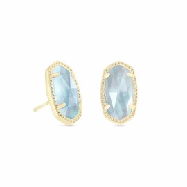 Kendra Scott Ellie Stud Earrings for Women, Fashion Jewelry, 14k Gold-Plated, Light Blue Illusion
