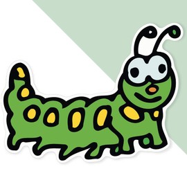 Extra Large 460mm 'Colourful Caterpillar' Permanent Sticker Decal for Cars/Windows/Bins/Walls (DW00127499)
