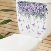 2 Sheets Flower Toilet Stickers Purple Plant Rose Butterfly Toilet