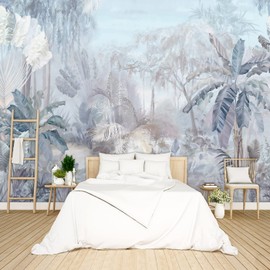 BZHXBZ - Tropical Botanical Wallpaper Woodland Forest Tree Bedroom Banana Leaf Plant murals Aesthetic Room Decor Living Room tv Background Large Wall Mural - 183"x120" Not Peel and Stick