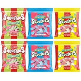 Squashie DrumStick Candies Variety Pack - 2 Pack Original Rasberry & Milk,  Sour Cherry & Apple,  Bubble Gum Flavour - 120G (6 PACK BUNDLE) - - Specification: 6 PACK BUNDLE Variety
