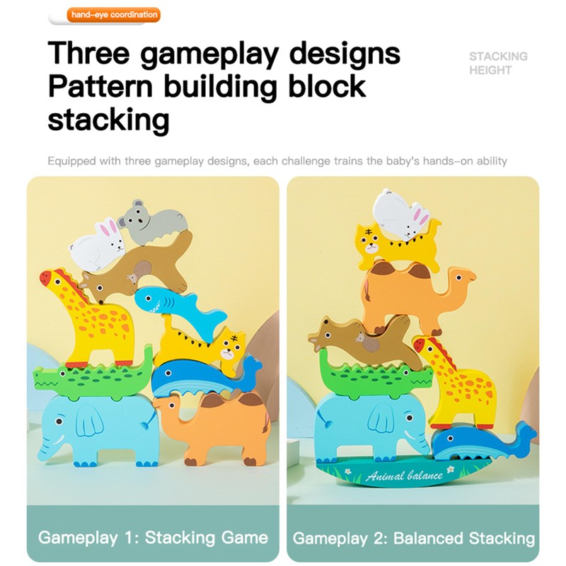 Shinse Building Blocks, Balance Game, Animals, Storage Bag Included, Cute,