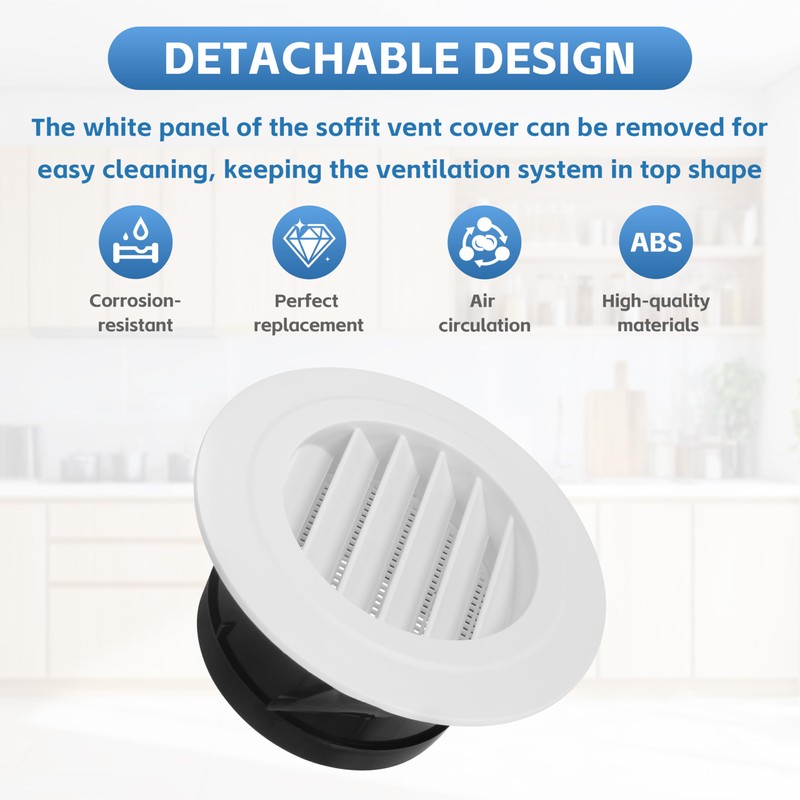 Round Air Vent Cover, 6 Inch Adjustable, ABS Ceiling Vent,