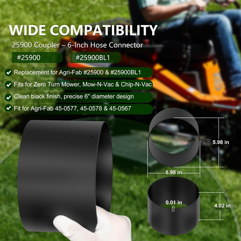 25900 Coupler 6-Inch Hose Connector, Compatible with Zero Turn Mowers