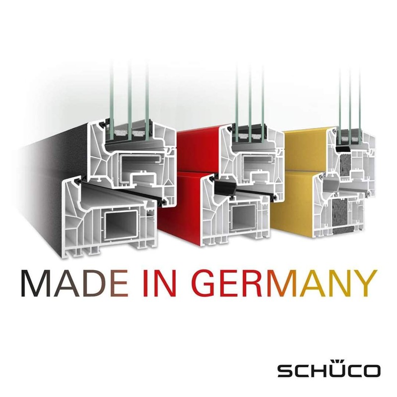 SCHÜCO Window handle with push button, window handle with lock