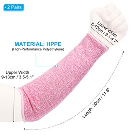 PATIKIL 12 Inch Cut Resistant Sleeve, 2 Pairs Arm Safety Protectors Sleeves Forearm Sleeve HPPE Level 5 Protection for Thin Skin and Bruising, S, Pink