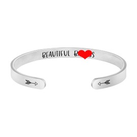 Inspirational Bracelets for Her Friendship Jewelry for Bestie Classmate Christmas Birthday Gifts for Wife Mom Daughter Sister Engraved Mantra