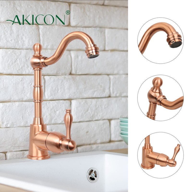 Copper One-Handle Widespread Kitchen Bar Prep Faucet - Akicon -