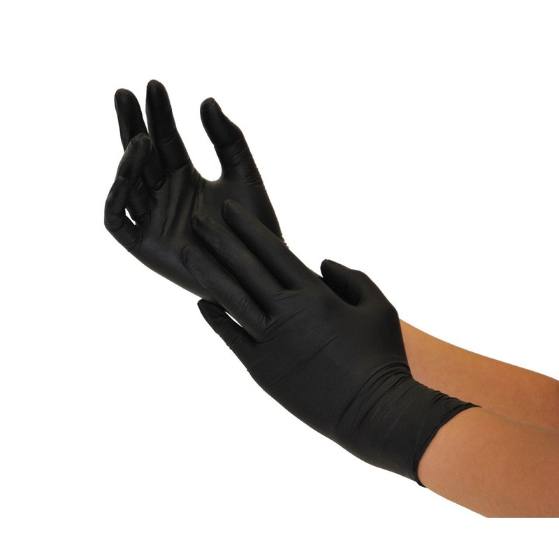 Nitrile Gloves, Box of 100 (S, Black) Disposable Gloves, Examination