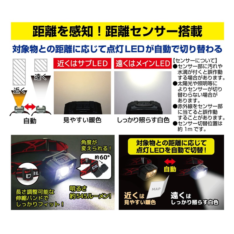DBLTACT LED Distance Sensor Headlight DT-HL-06 Sankyo Corporation [Night Work]