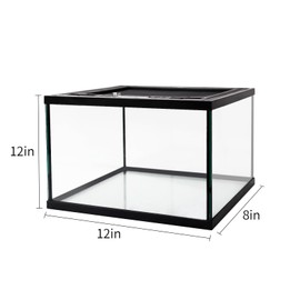 waazoorep Reptile Glass Terrarium Tank 12 * 12 * 8" Full View with Top Ventilation, Amphibians Box Habitat Enclosure Cage for Frog,Spiders,Dubia Cockroach,Praying Mantis,Cricket,Tarantula,Hermit Crab