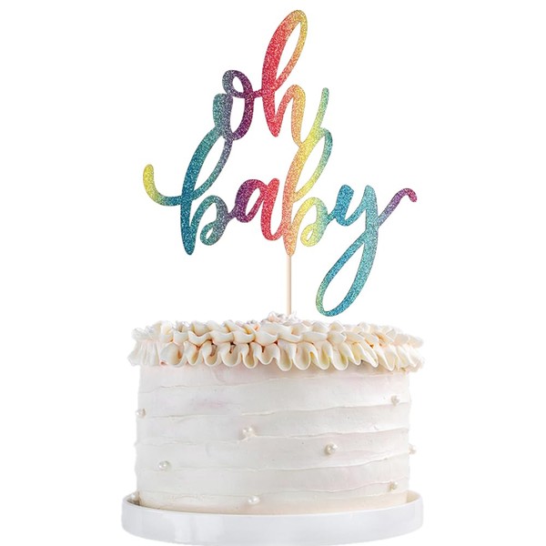 dorado Oh - Decoración para tartas de bebé, decoración para tartas de fiesta de bebé, bautismo de bebé o decoración para tartas de fiesta (color)