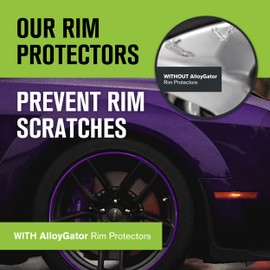 AlloyGator Purple Rim Protector for Car Wheels (Fits 12-24" Wheel Diameter) - Pack of 4 Premium Alloy Wheel Protector to Avoid Scratches & Scuffs - Adhesive Free Curb Rash Rim Protectors