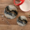 Peystean Kitchen Set of 2 Potholders Trivets, Black White Marble